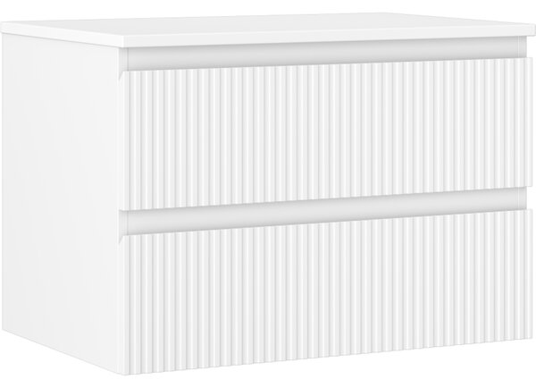 Mexen Rivel, mobilier de baie 70 cm cu blat, 2 sertare, canelat, alb mat, 91A20-07047-2-BFFC01