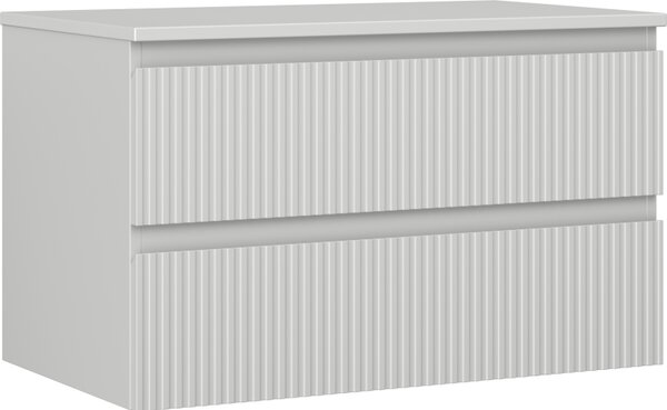 Mexen Rivel, mobilier de baie 80 cm cu blat, 2 sertare, canelat, gri mat, 91A20-08047-2-BFFC62