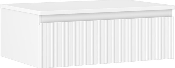 Mexen Rivel, mobilier de baie 70 cm cu blat, 1 sertar, canelat, alb mat, 91A20-07023-1-BFC01
