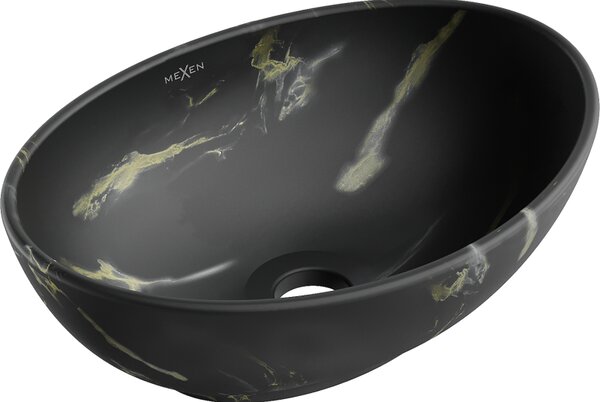 Mexen Elza, chiuveta blat 405x330x140 mm, imitatie piatra neagra, 21014084