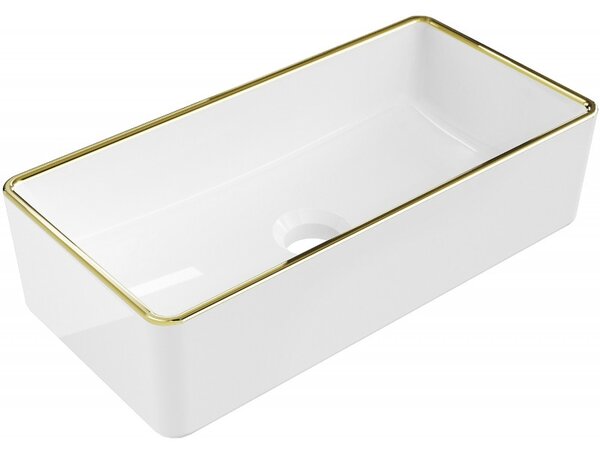 Mexen Nadia, chiuveta blat 46x23x12 cm, margine alb lucios-auriu, 21614605