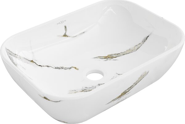 Mexen Rita, chiuveta blat 455x325x135 mm, imitatie piatra alb-alb, 21084581