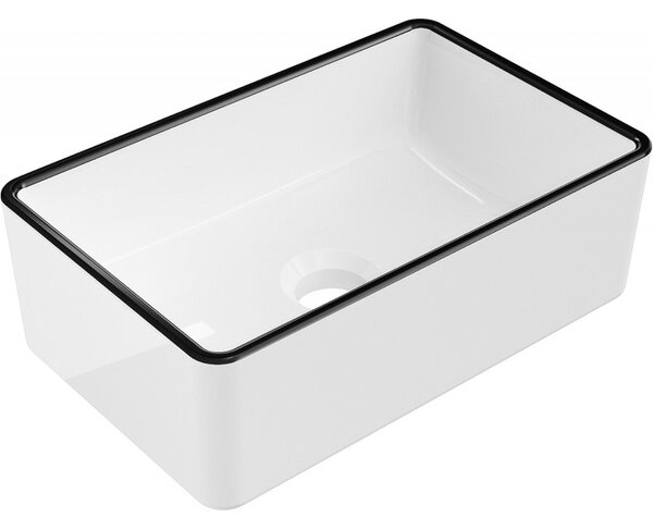 Mexen Nadia, chiuveta blat 36x23x12 cm, margine alb-negru lucios, 21613607