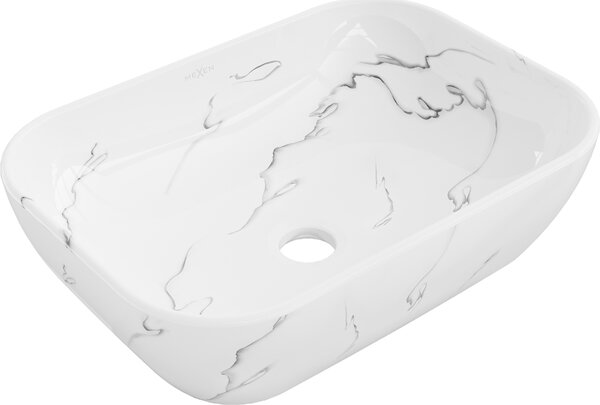 Mexen Rita, chiuveta blat 455x325x135 mm, imitatie piatra alb-alb, 21084583