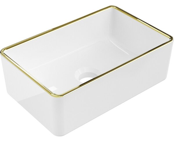 Mexen Nadia, chiuveta blat 365x235x120 mm, margine alb-aurie, 21613605