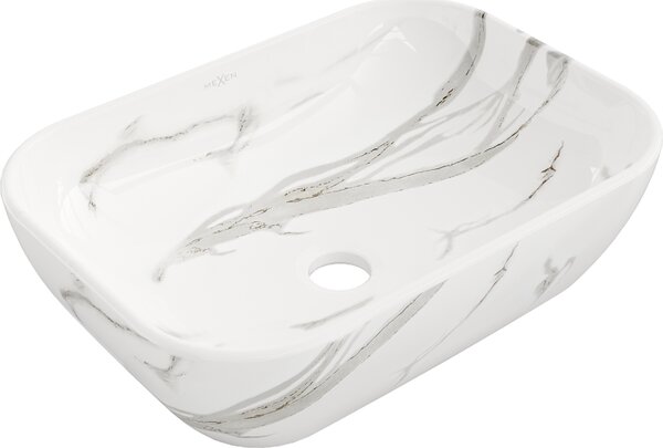 Mexen Rita, chiuveta blat 455x325x135 mm, imitatie piatra alba, 21084584