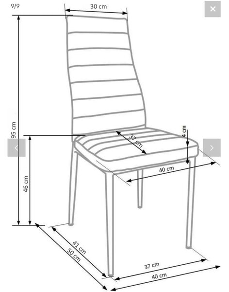 Scaun bucatarie rezistent K70, alb, piele ecologica/metal, 40x50x95 cm