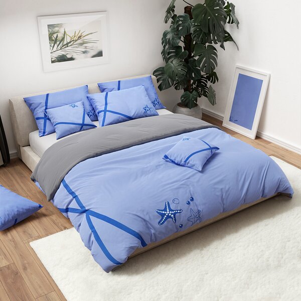 Lenjerie de pat din microfibra Blue STAR + fata de perna 40 x 40 cm gratuit Dimensiune lenjerie de pat: 70 x 90 cm | 140 x 200 cm