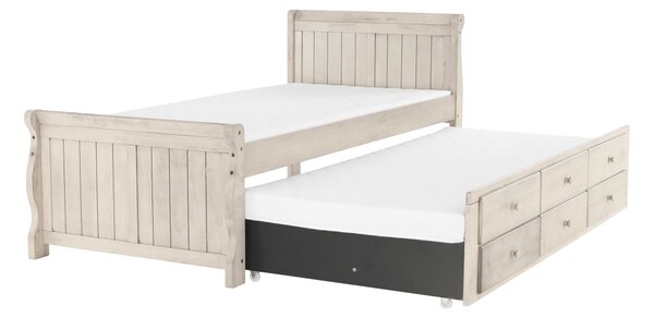 KONDELA Pat cu pat suplimentar, alb antic, 90x200, ANTIKO