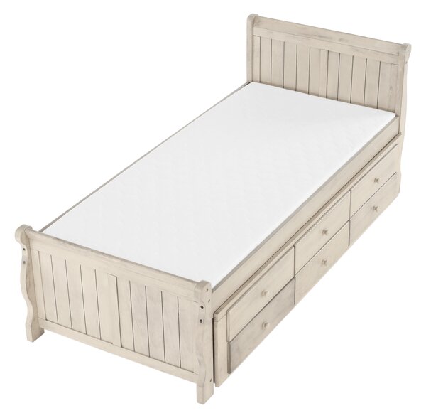 KONDELA Pat cu pat suplimentar, alb antic, 90x200, ANTIKO