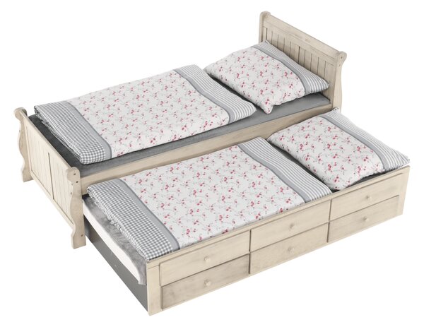 KONDELA Pat cu pat suplimentar, alb antic, 90x200, ANTIKO