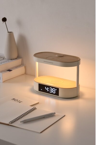 Immax NEO 09111L - Lampă de birou LED cu dimmer, ceas deșteptător și stație de încărcare TRIPLE DOCK LED/1,5W/5V