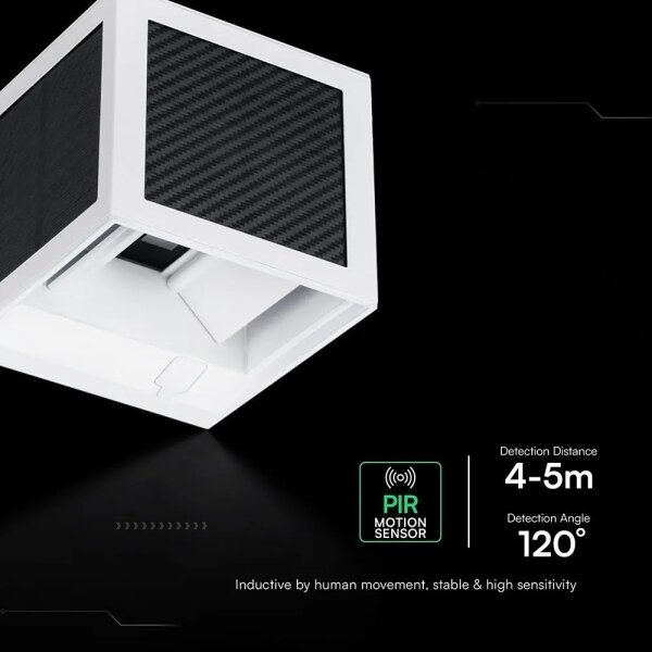 Lampă de perete solară cu LED și senzor 9W/3,7V 3000/4000/6000K IP65 2600 mAh albă