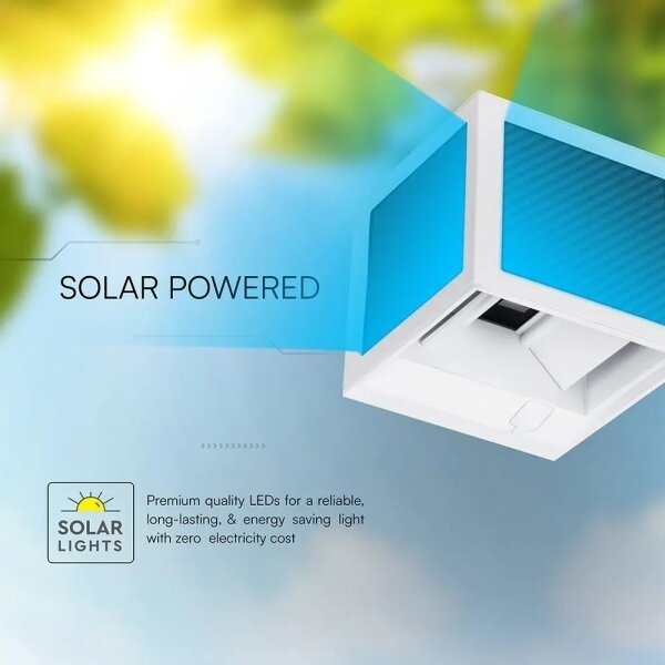 Lampă de perete solară cu LED și senzor 9W/3,7V 3000/4000/6000K IP65 2600 mAh albă