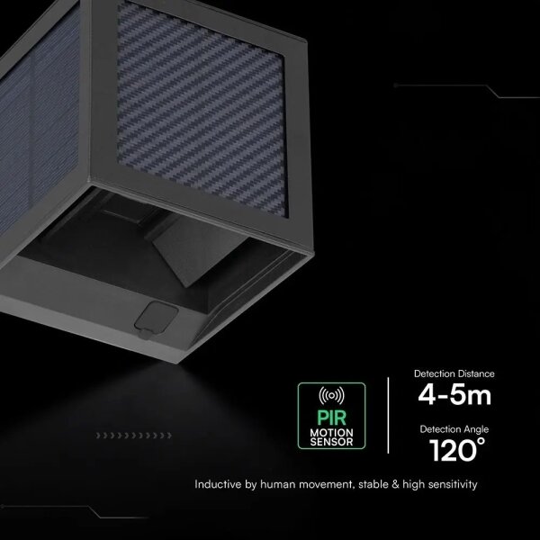 Lampă solară de perete cu senzor LED/9W/3,7V 3000/4000/6000K IP65 2600mAh neagră