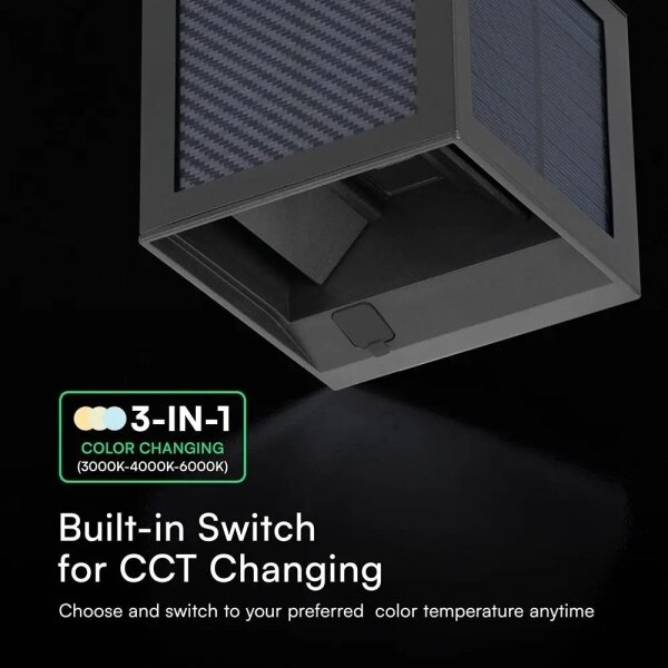 Lampă solară de perete cu senzor LED/9W/3,7V 3000/4000/6000K IP65 2600mAh neagră