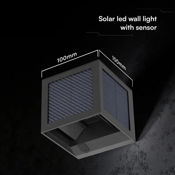 Lampă solară de perete cu senzor LED/9W/3,7V 3000/4000/6000K IP65 2600mAh neagră