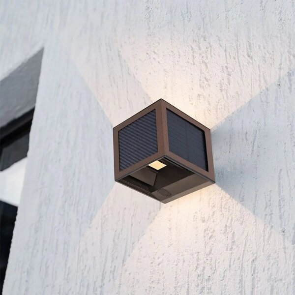 Lampă solară LED de perete cu senzor LED/9W/3,7V 3000/4000/6000K IP65 2600mAh maro