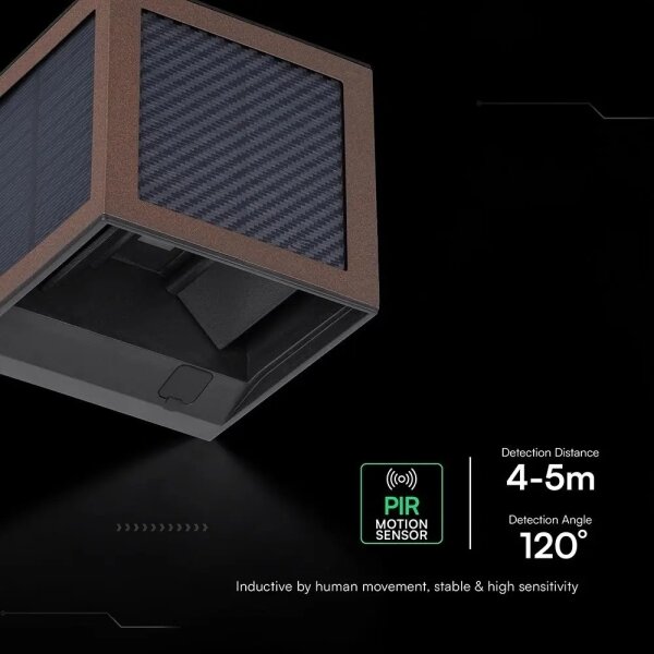 Lampă solară LED de perete cu senzor LED/9W/3,7V 3000/4000/6000K IP65 2600mAh maro
