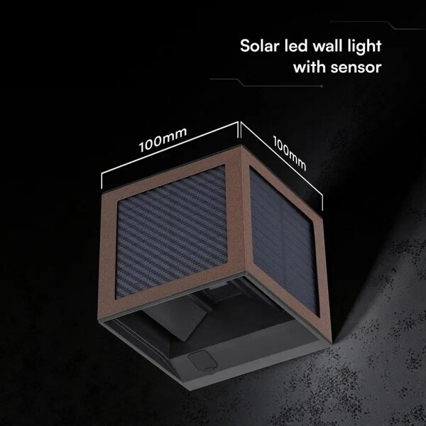 Lampă solară LED de perete cu senzor LED/9W/3,7V 3000/4000/6000K IP65 2600mAh maro
