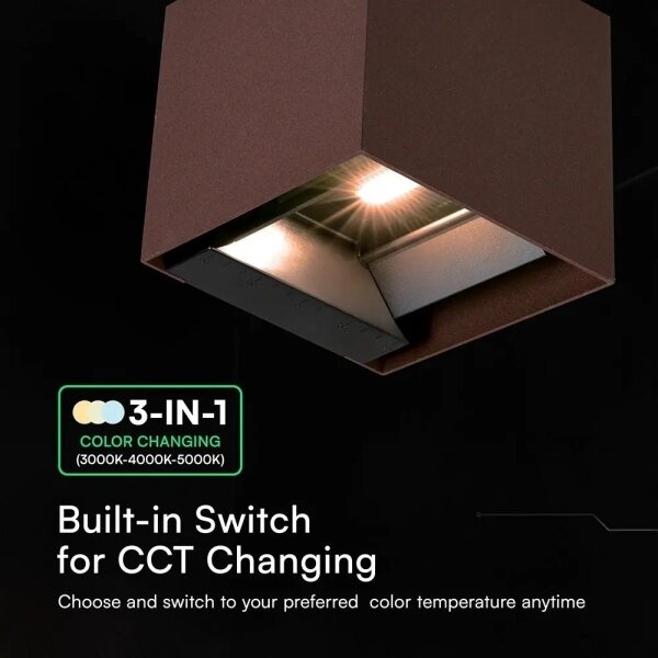 LED Sol aplică de perete cu senzor LED/9W/3,7V 3000/4000/5000K IP65 2600 mAh maro