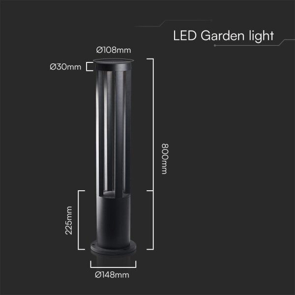 Lampă de exterior LED 10W 230V 3000K IP65 80 cm neagră