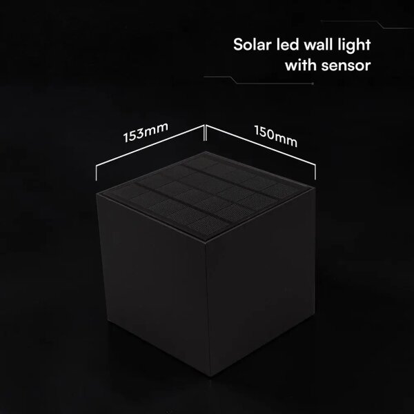 Lampă solară de perete cu senzor LED/9W/3,7V 3000/4000/5000K IP65 2600mAh neagră
