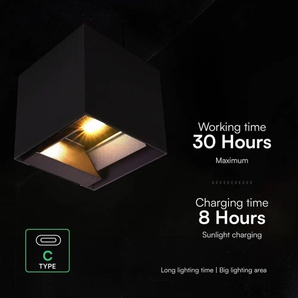 Lampă solară de perete cu senzor LED/9W/3,7V 3000/4000/5000K IP65 2600mAh neagră