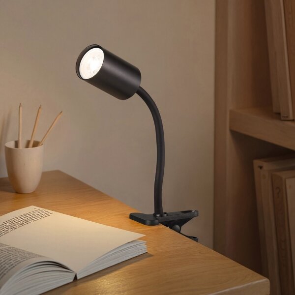 Immax NEO 08293L - Lampă flexibilă cu clemă PUNTO 1xGU10/9W/230V neagră