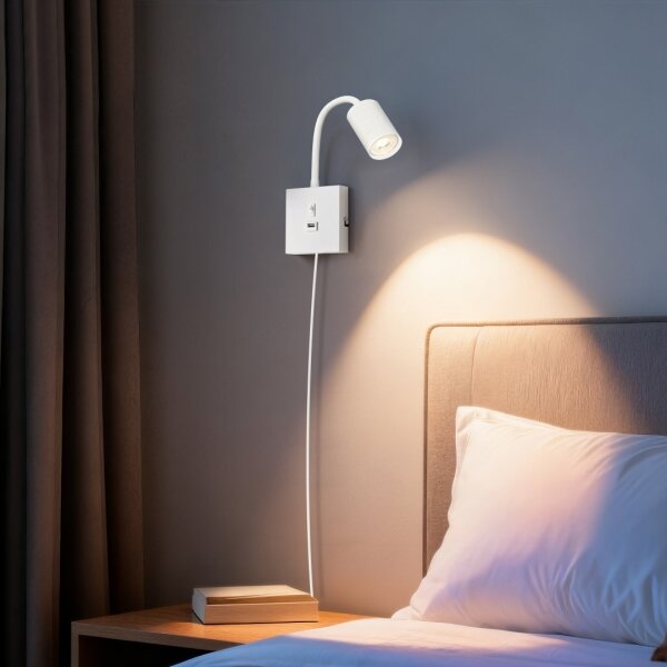Immax NEO 08296L - Lampă de perete cu USB PUNTO 1xGU10/9W/230V albă