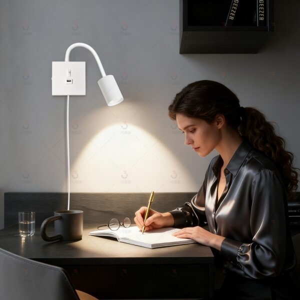 Immax NEO 08296L - Lampă de perete cu USB PUNTO 1xGU10/9W/230V albă