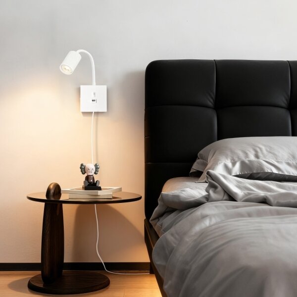 Immax NEO 08296L - Lampă de perete cu USB PUNTO 1xGU10/9W/230V albă
