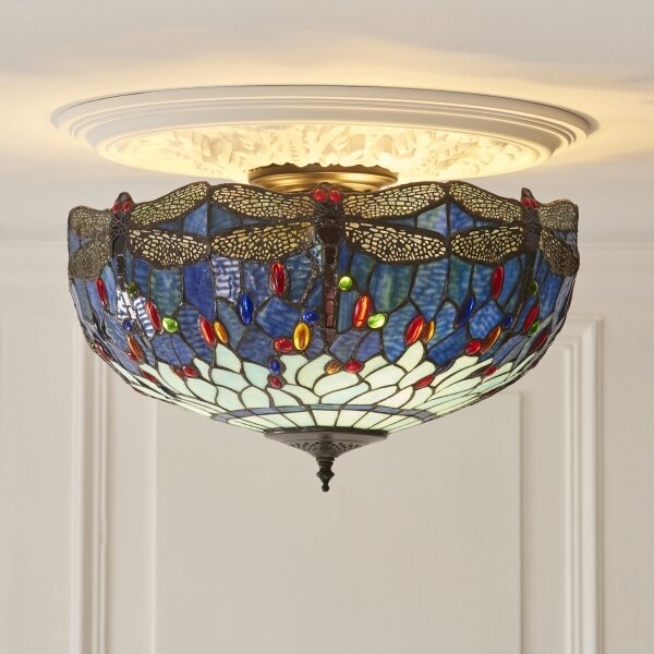 Endon 111899 - Plafonieră Tiffany DRAGONFLY 3xE27/10W/230V, diam. 50 cm