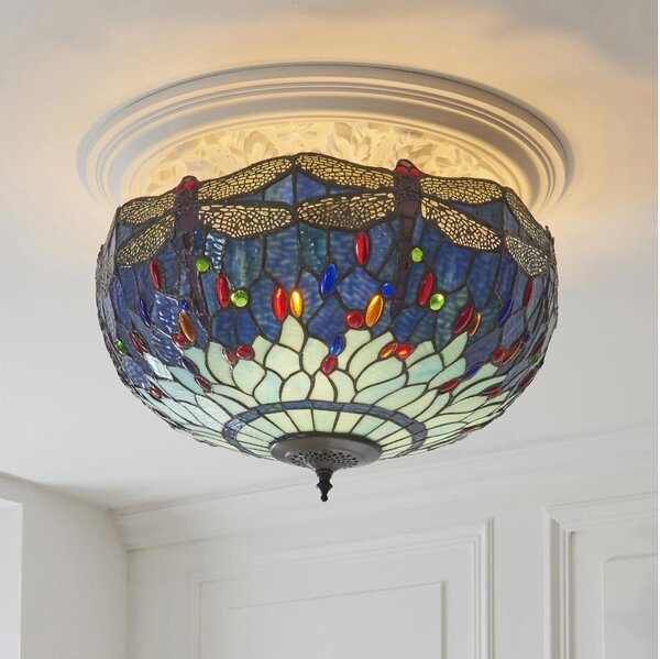 Endon 111899 - Plafonieră Tiffany DRAGONFLY 3xE27/10W/230V, diam. 50 cm
