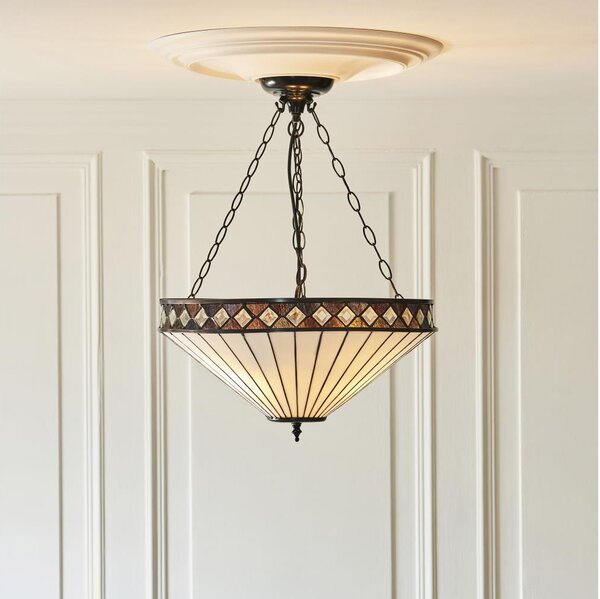 Endon 111871 - Candelabru suspendat cu lanț Tiffany FARGO, 3x E27/10W/230V, diam. 50 cm
