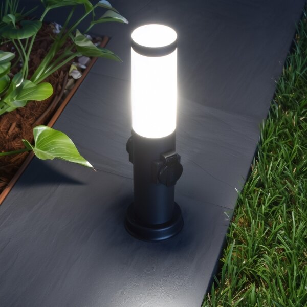 Brilagi - Lampă de exterior NOVA cu 2 prize SCHUKO, 1x E27, 15W, 230V, 40 cm, IP44, negru