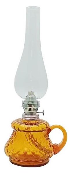 Lampă cu gaz lampant TEREZA 34 cm chihlimbar carouri