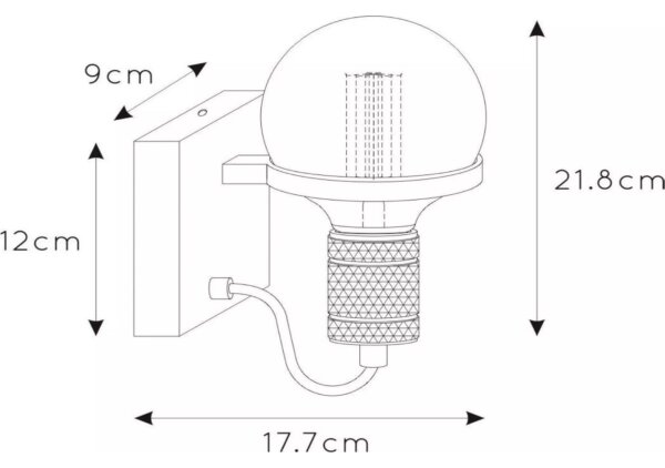 Lampă de perete Lucide 30271/01/30 OTTELIEN 1xE27/60W/230V negru