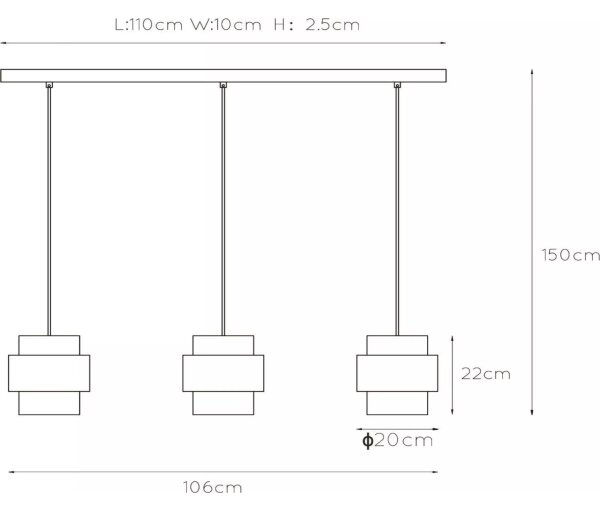 Lustră pe cablu Lucide 45497/03/02 FIRMIN 3xE27/40W/230V auriu