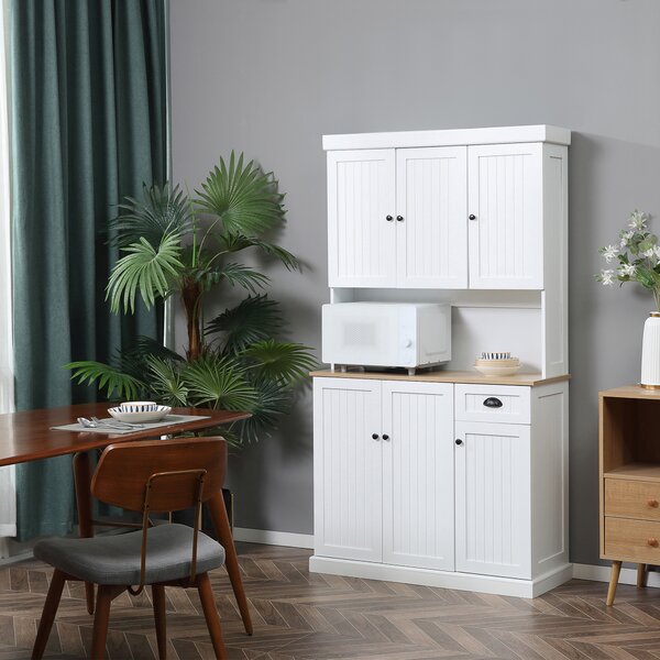 HOMCOM Bufet de Bucătărie Modern cu Dulap pentru Depozitare, Ideal pentru Cuptorul cu Microunde, Design Elegant, Alb | Aosom Romania