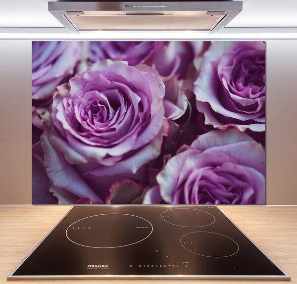 Panou sticlă decorativa bucătărie trandafiri mov