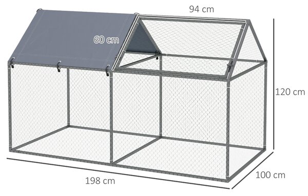 PawHut Cusca pentru Animale Mici, Tarc Exterior cu Acoperiș, Tarusi de Pământ, 2x1m, Verde | Aosom Romania
