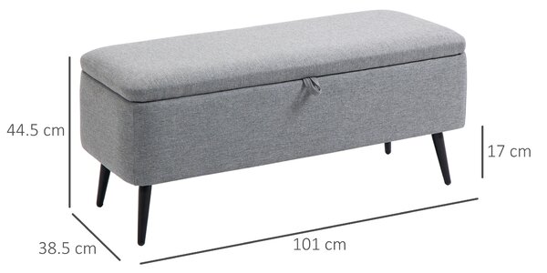 HOMCOM Banca de Depozitare Acoperita cu Tesatura cu Efect de Catifea, Banca de Pat Captusita, 101x38.5x44.5 cm, Gri