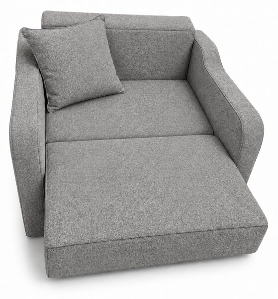 Fotoliu SAMY extensibil, cu lada de depozitare, stofa gri , cadru metalic, 103x100x92 Stofa, Gri