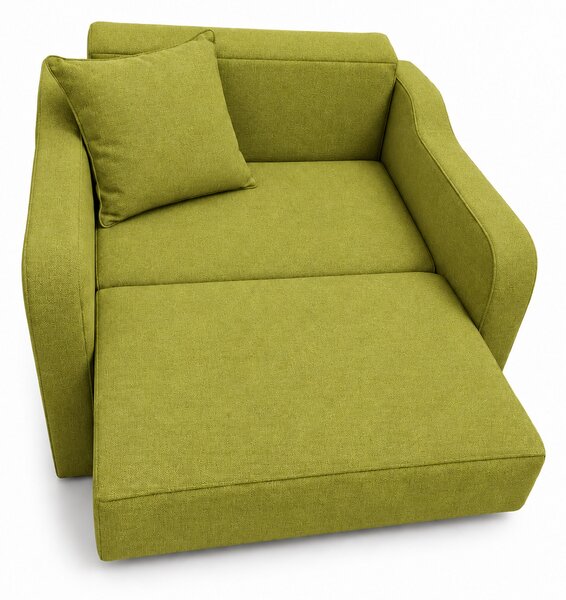 Fotoliu SAMY extensibil, cu lada de depozitare, stofa verde, cadru metalic, 103x100x92 Stofa, Verde