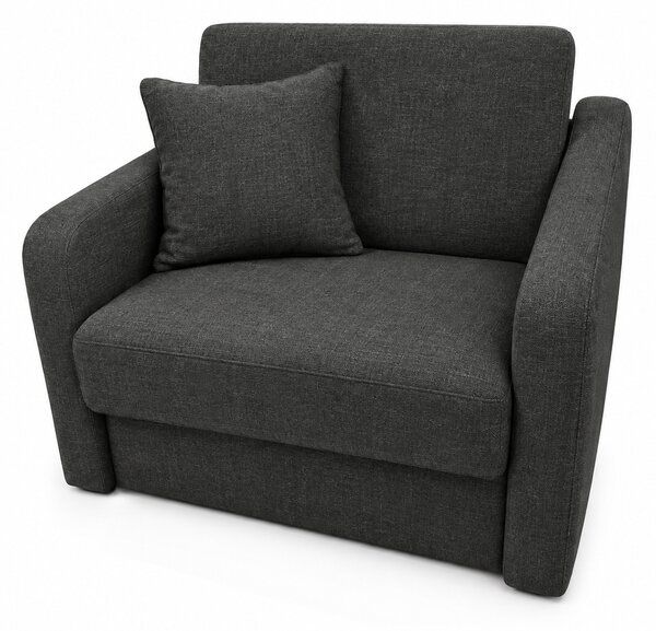 Fotoliu SAMY extensibil, cu lada de depozitare, stofa gri închis , cadru metalic, 103x100x92 Stofa, Gri Inchis