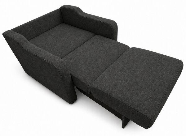 Fotoliu SAMY extensibil, cu lada de depozitare, stofa gri închis , cadru metalic, 103x100x92 Stofa, Gri Inchis