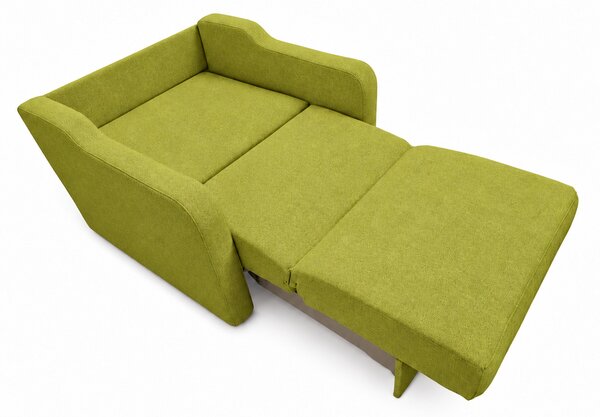Fotoliu SAMY extensibil, cu lada de depozitare, stofa verde, cadru metalic, 103x100x92 Stofa, Verde