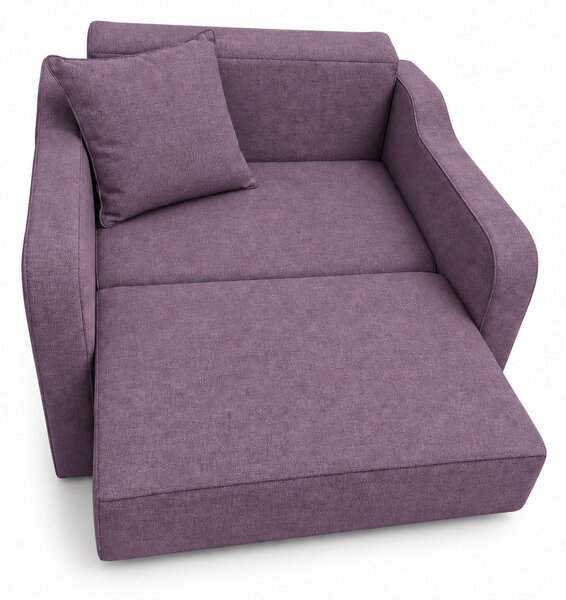 Fotoliu SAMY extensibil, cu lada de depozitare, stofa mov , cadru metalic, 103x100x92 Stofa, Mov