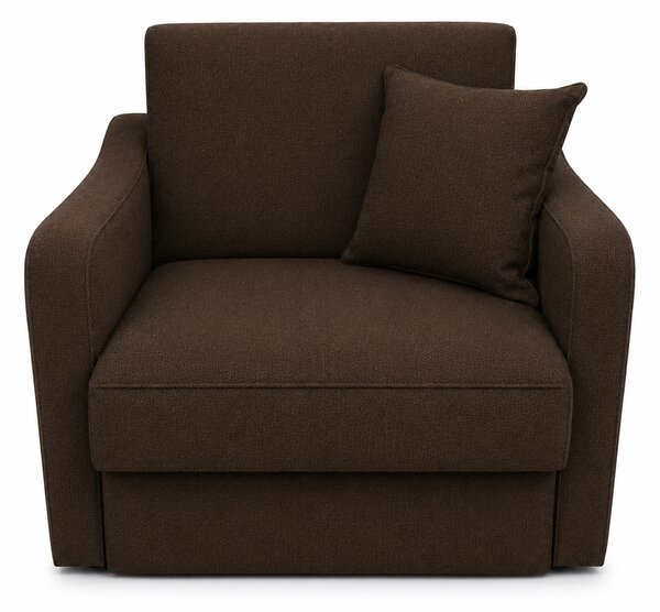 Fotoliu SAMY extensibil, cu lada de depozitare, stofa maro , cadru metalic, 103x100x92 Stofa, Maro